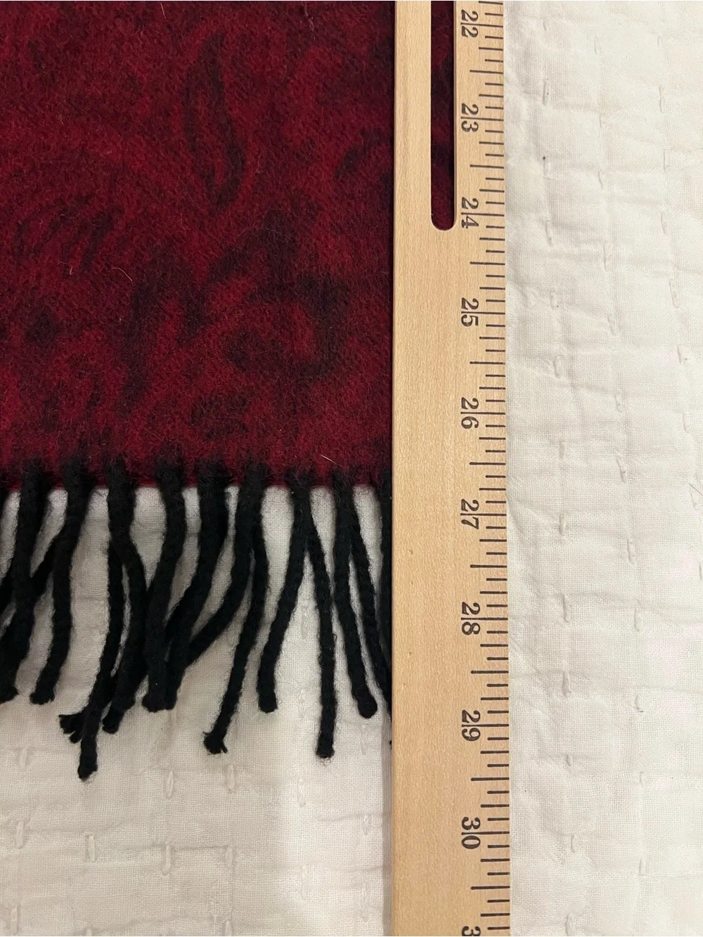Hilltop Cashmere Scarf Red Floral Paisley Fringe Rectangular Made In Scotland